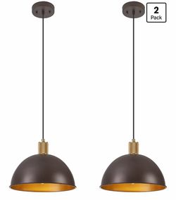12-inch Dome Pendant Lights, Oil-Rubbed Bronze, 2- Pack