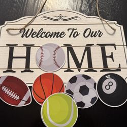 Sport Home sign.  🏀⚽️🏈⚾️🎾🥎🎱 New! interchangeable tokens!!