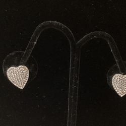Heart Earrings Vintage Silver Marcasite ScrewBacks