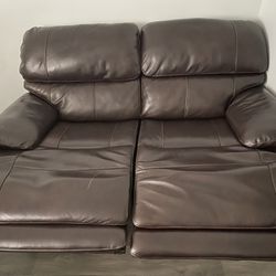 Brown Leather Love Seat 