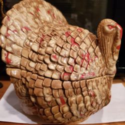 Turkey Lidded Candy Bowl & Wilton 1979 Cake Pan 