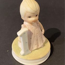 Vintage Lefton Christopher Collection 1st Birthday Porcelain Girl Figurine