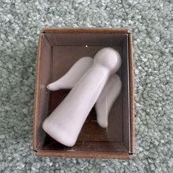 Little guardian angel figurine, a minimalist porcelain keepsake 1.75”