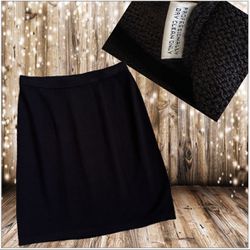 St John Basics Skirt Wool Knit Size 12 Women’s Elastic Waist Stretch Black