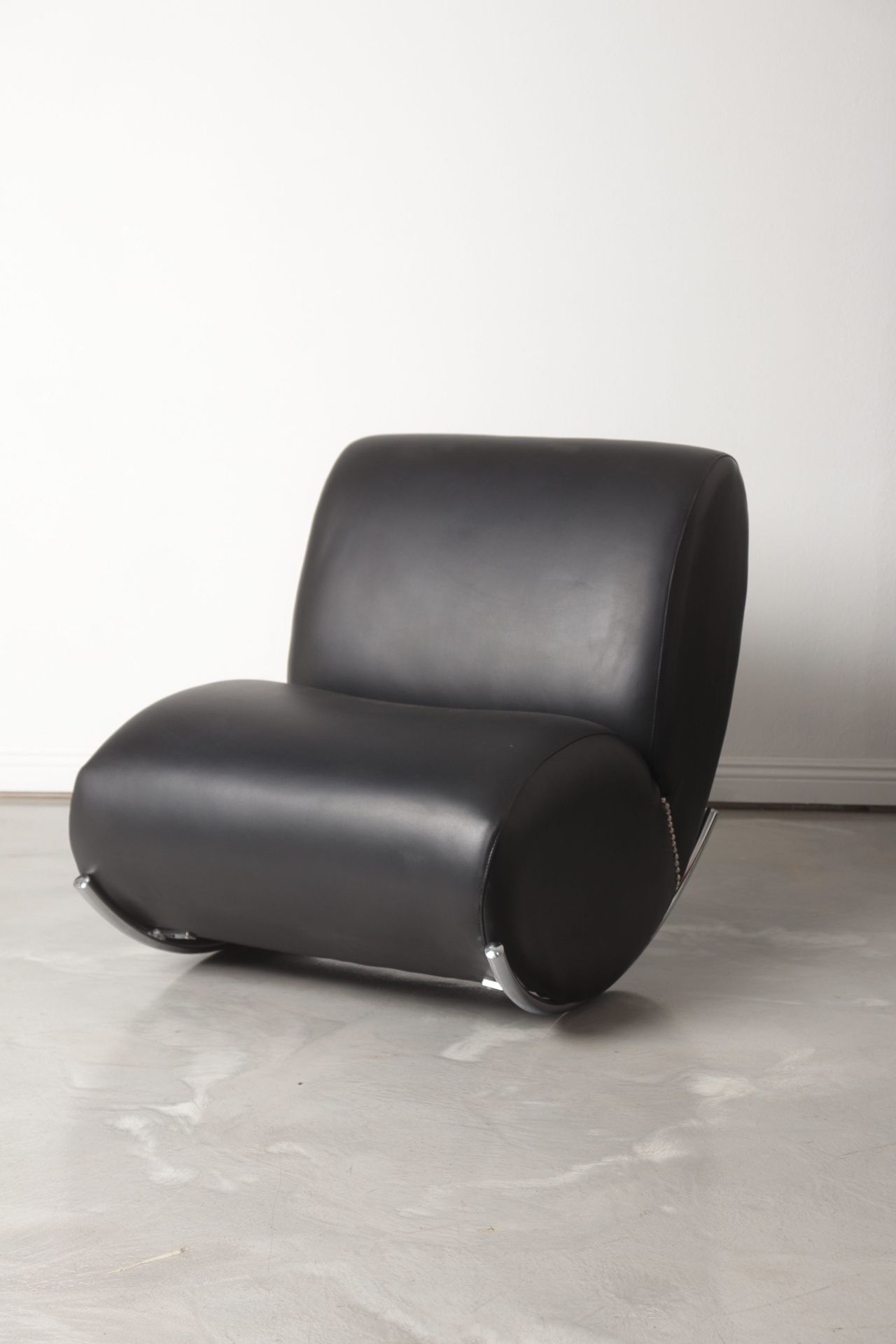 EQ3 Custom Black James Rocking Chair w/ 2 Ottomans