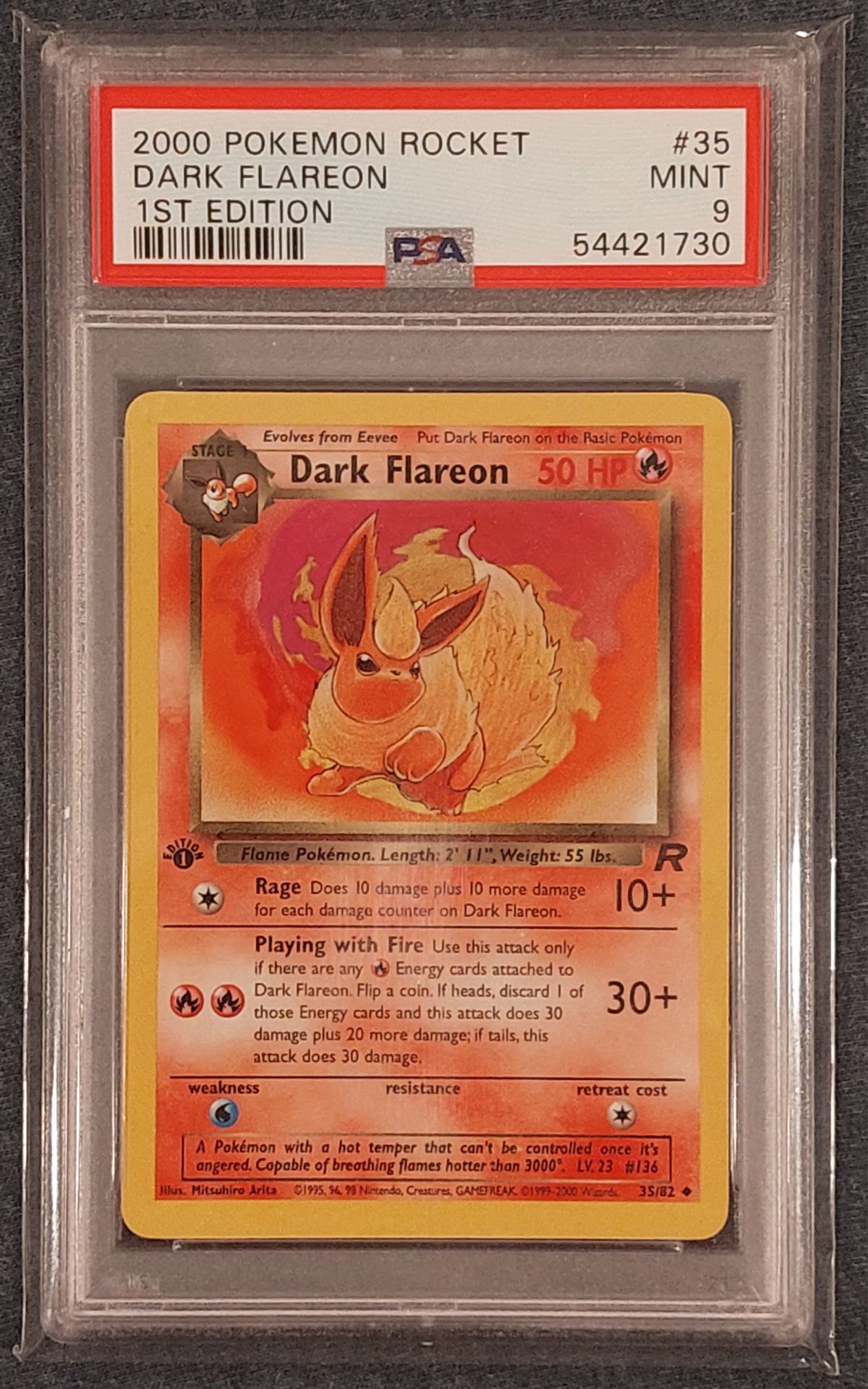 1st Edition Team Rocket Dark Flareon 35/82 PSA 9 Pokemon