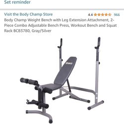 300 Lbs Full Olympic Weight Set With Bench For Bench Shoulder, Chest, Squat And Leg Curl/Extension-$260-FIRM -PICK UP Only..