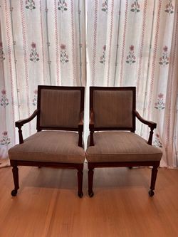 Pair of Upholstered Armchairs with Wood Frame