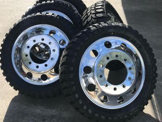 24" POLISH RIMS FOR DUALLY W35125024 TIRES ADAPTERS CAPS
