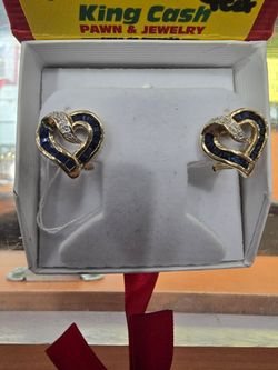 Diamond and Sapphire Heart Earrings