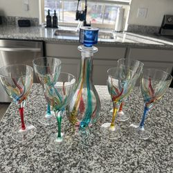 Italian wine glass set with decanter