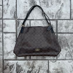 Coach Hallie Signature Canvas Leather Shoulder Bag