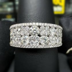 18k White Gold 2.25CTW Natural Diamond Anniversary Pave ring sz 6.75
