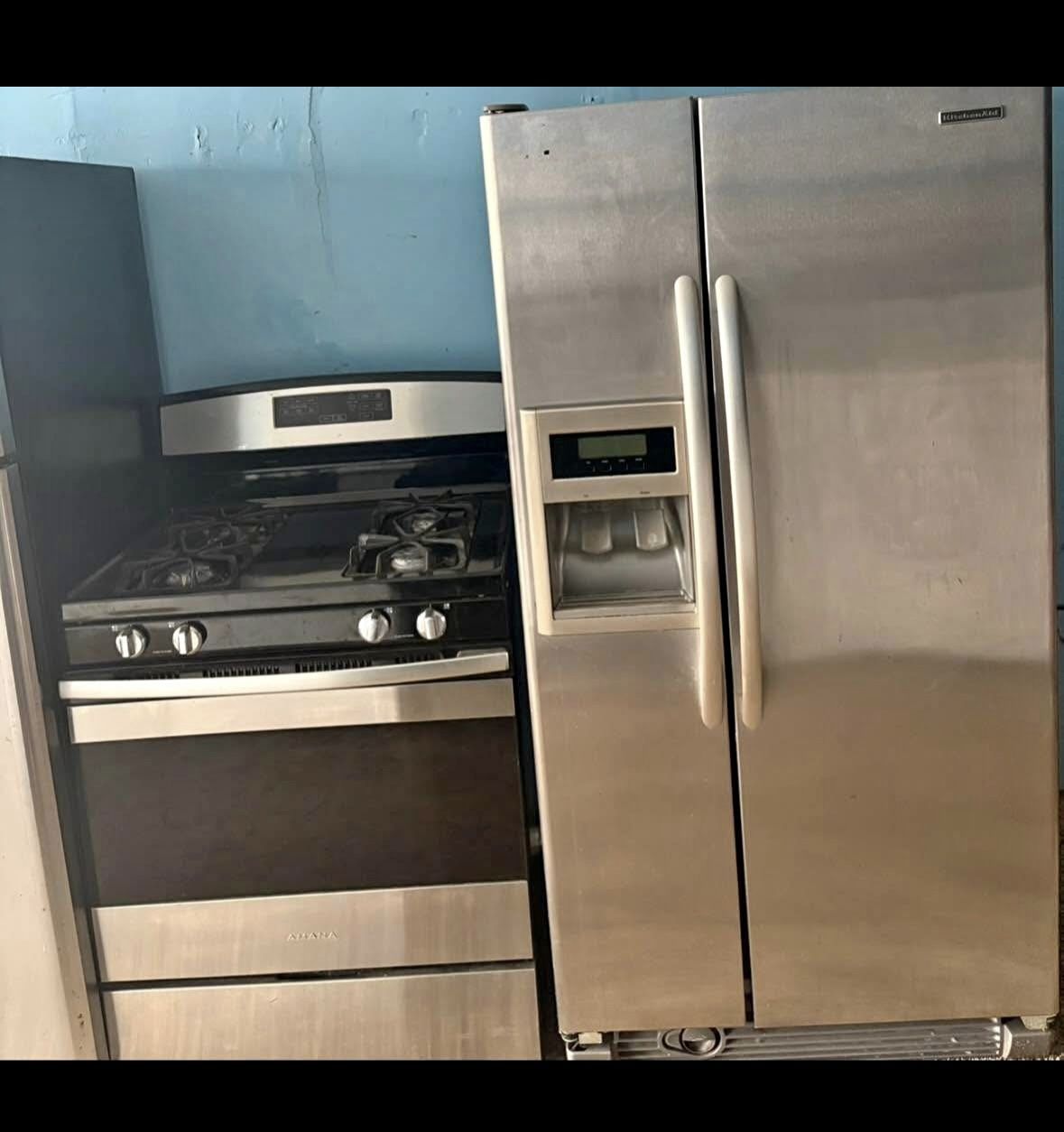 Stainless Steel 33” Refrigerator & Gas Stove