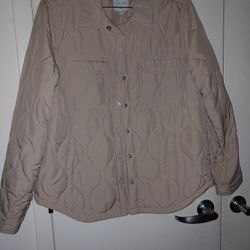 Size Large, Beige/Tan, Quilted Print, Women's Jacket 