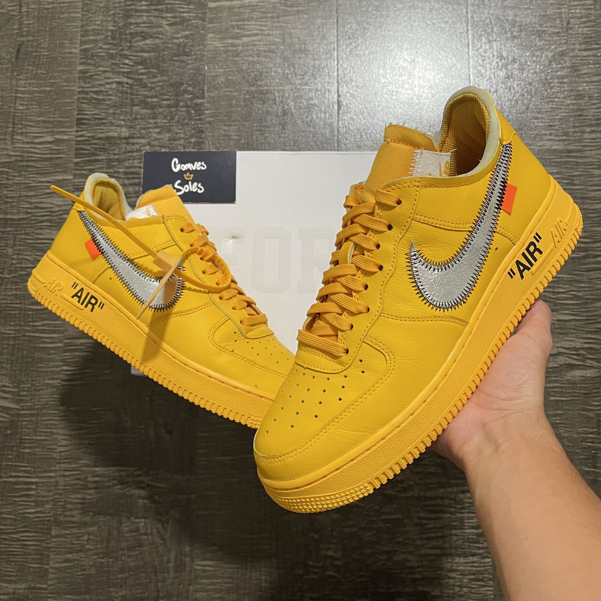Nike Air Force 1 Low OFF-WHITE University Gold Lemonade ICA Size 10.5