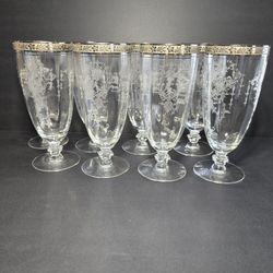 8 Tiffin Franciscan Melrose Mansard Platinum Silver 5 1/2" Iced Tea Tumblers, 