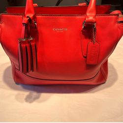 Retro red leather coach bag