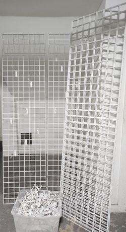 6  Grid Walls  2'x8' Feet L And T Shelves, Literary Holders, Hangers,