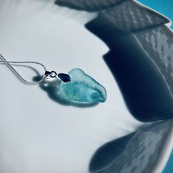 Sea Glass With Sand On Sterling Silver Necklace 