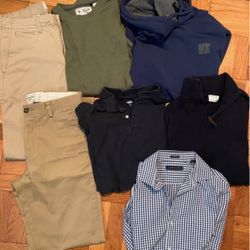 7 pc mens 30x32, 30x34 khaki Pant Dockers and sweater, Superdry hoodie Jcrew sweater, shirt SMALL
