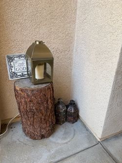 Gold Metal Candle Lantern with Pillar Candle