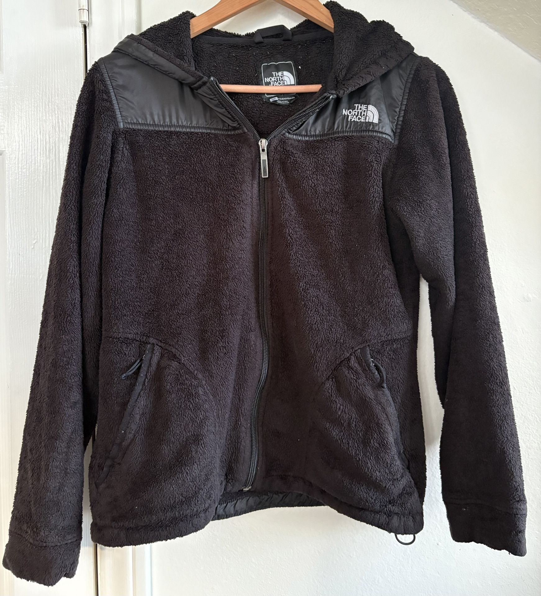 North Face Jacket Women's S Black Sherpa Fleece Full Zip Hooded Pockets
