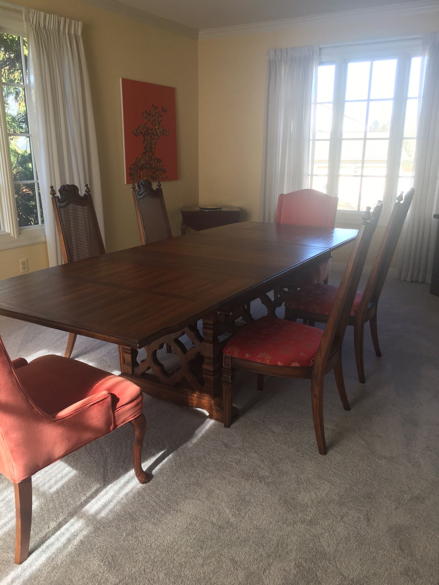 Mid century dining room table solid wood