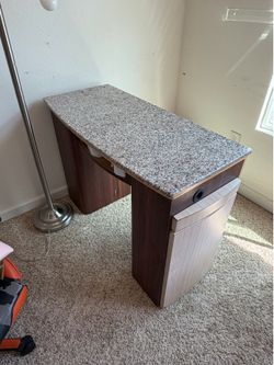 Real granite nail desk with storage