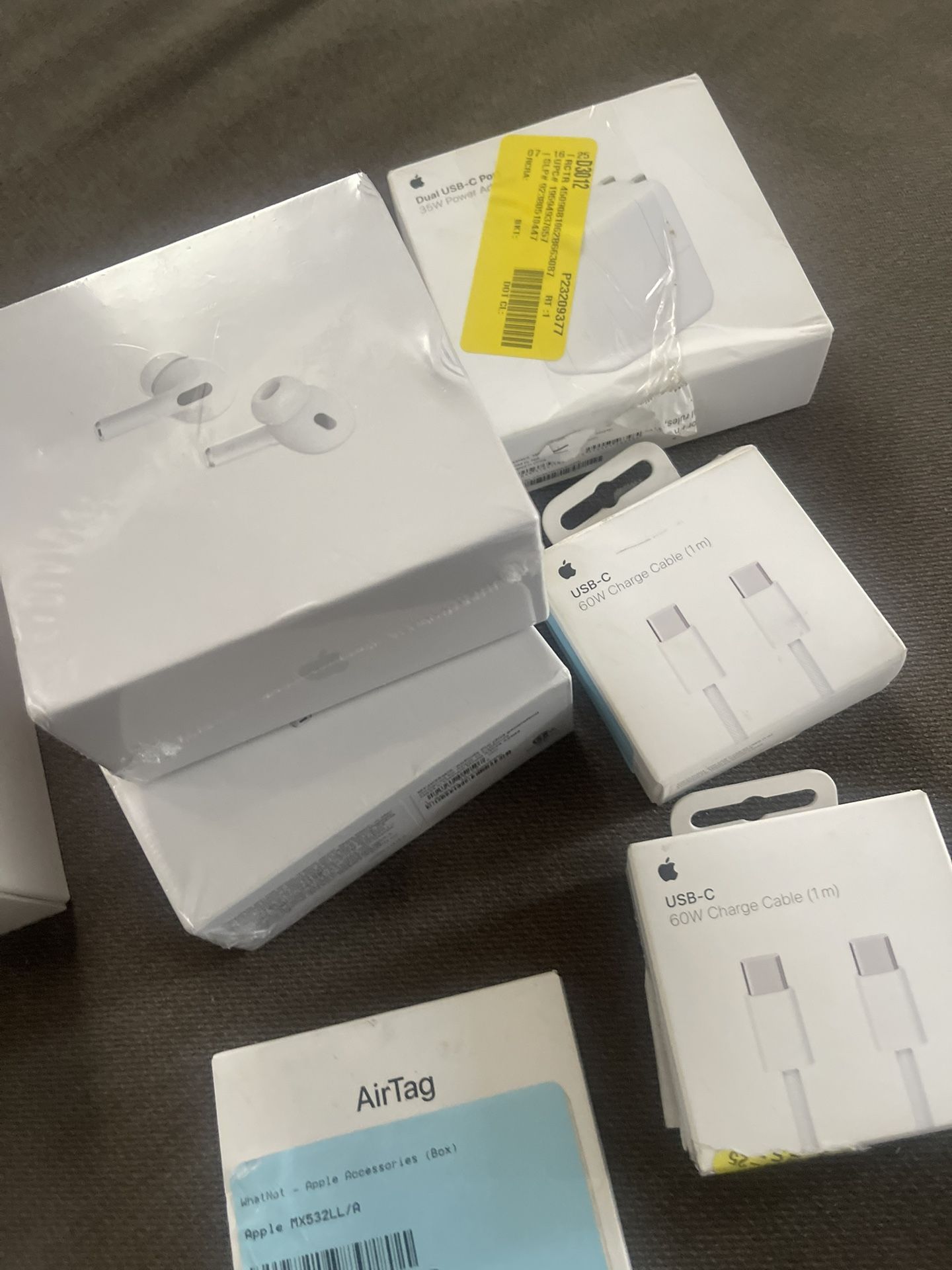 Brand New Apple Bundle – AirPods Pro, AirTag, Dual Charger, USB-C Cables – Sealed