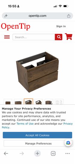 Alice-30W-105,Wall-Mounted Vanity Cabinet In Walnut Finish With 2 Soft-Closing Drawers, Pre-Assembled