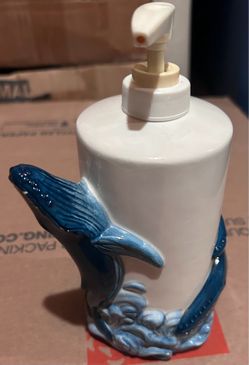 Wyland Ceramic Whale Soap Dispenser and toothbrush holder