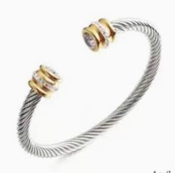 Stainless Steel. Zirconia Cuff Bracelet For Men Women, Twisted Bracelet Jewelry