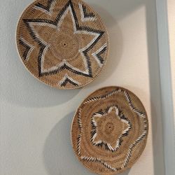 Woven wall hangings (2)  20” diameter