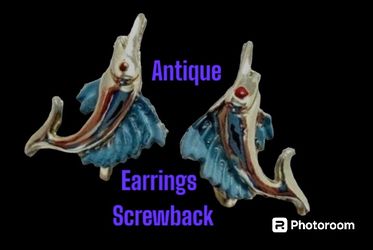 Antique Screwback ANIMAL FISH AQUARIUM ACUATIC FISH EARRINGS