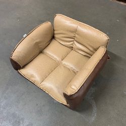 New in Box $55 Large Folding Armrest Dog Pet 40” Sofa Bed Lounge Couch Faux Leather, Light Brown