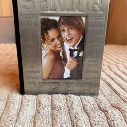 Senior Year" photo album/frame made of metal with a black velvet spine