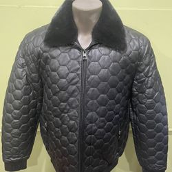 Barya Jacket Lambskin/mink Collar Black Bomber 