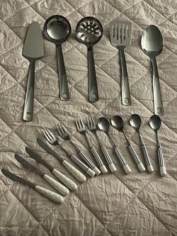 Stainless Steel Flatware and Serving Utensil Set