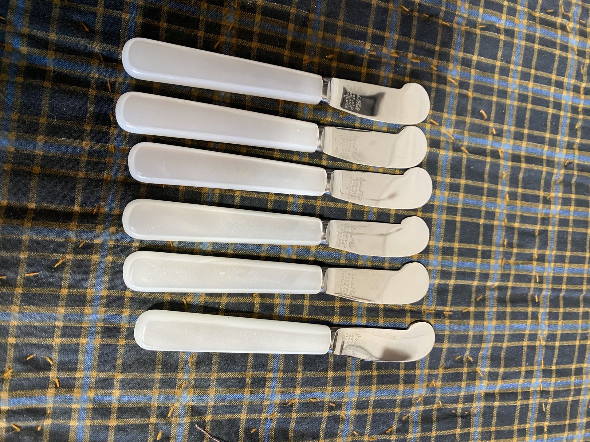 Vintage Sheffield England Marshall Field 6 Caviar Knife Set