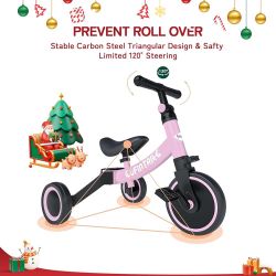 5 in 1 Toddler Bike for 1 Year to 4 Years Old Kids, Toddler Tricycle Kids Trikes Tricycle, Toys for Boy & Girl, Balance Training, Removable Pedals，pin