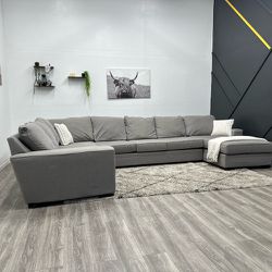 Living Spaces Grey Sectional Couch - Free Delivery