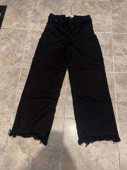 Reformation Pants Women’s SZ 29 Black Stretch Flood Raw Hem High Rise Wide Leg