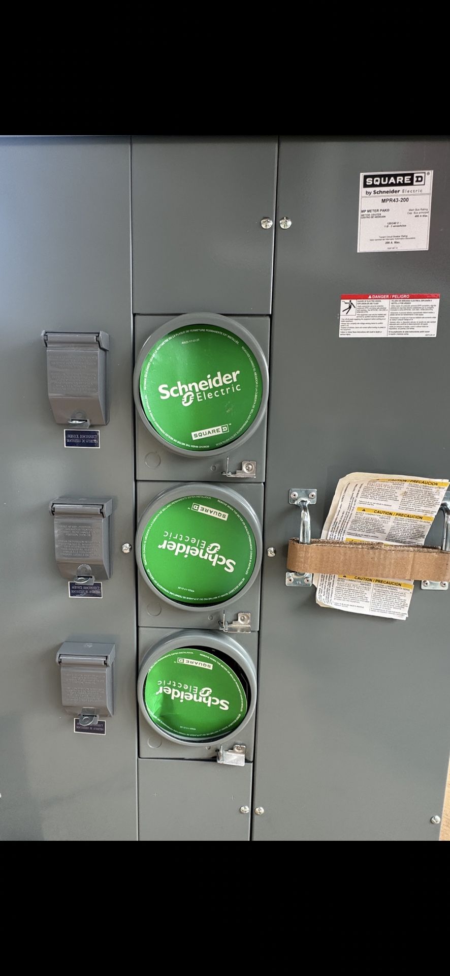 MPR43-200 3-gang Meter Pak,no bypass,5 jaws,400A bus, L200A max breaker,ringless