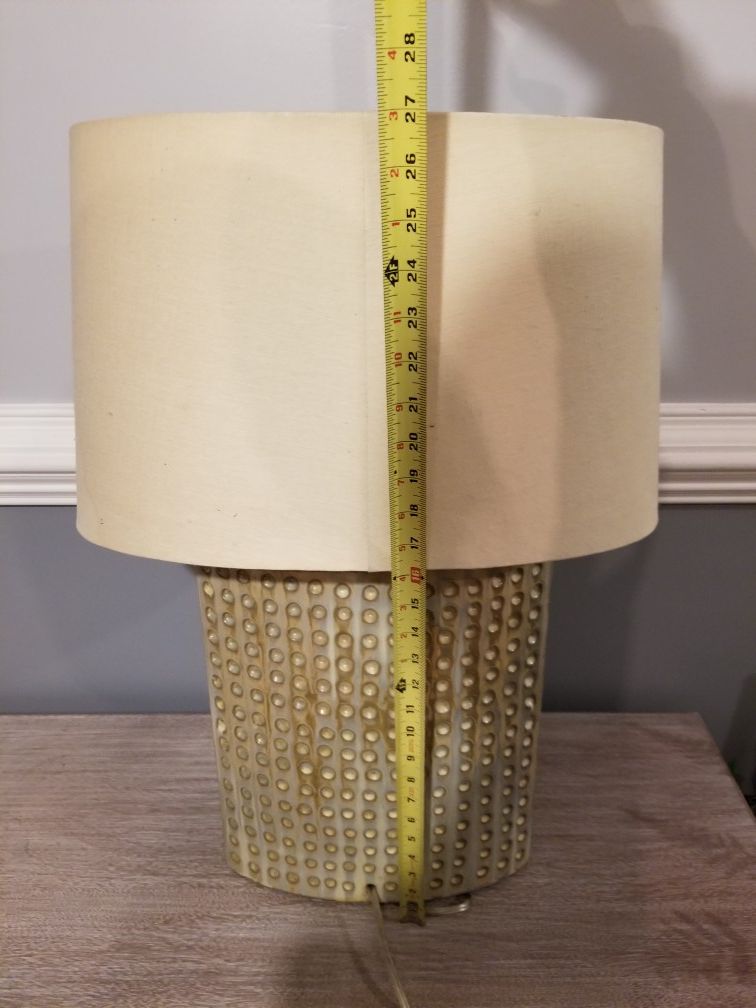 Lamp; olive, gold, white-$15