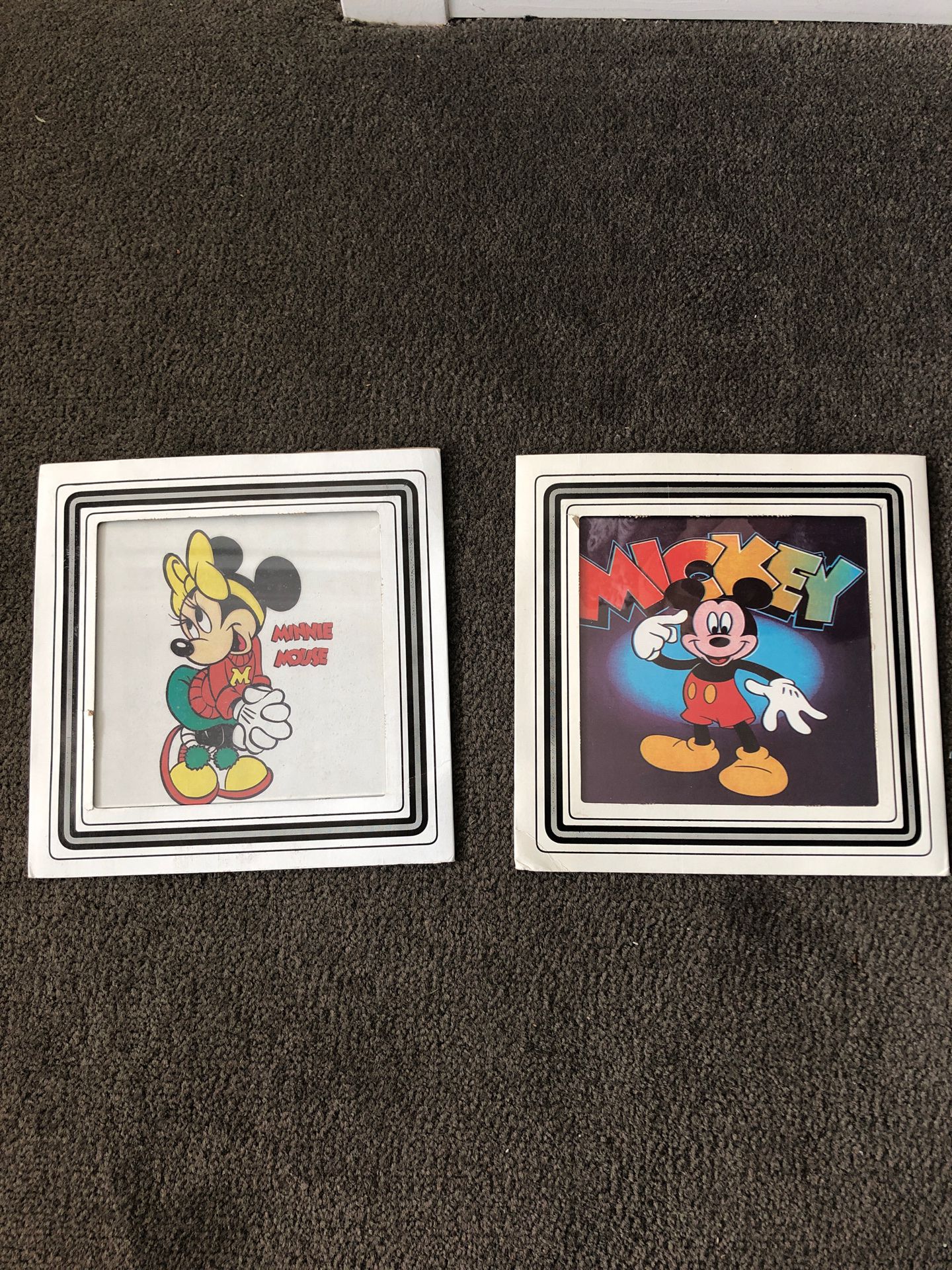 Glass Mickey and Minnie Mouse Photo