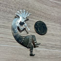 Vintage Sterling Silver Navajo Manygoats Kokopelli Pendant Brooch Pin