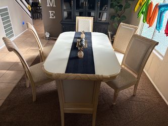 Cream Dining Table with 6 Chairs
