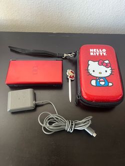 Red/Black Nintendo DS Lite with Hello Kitty Stylus & Carrying Case