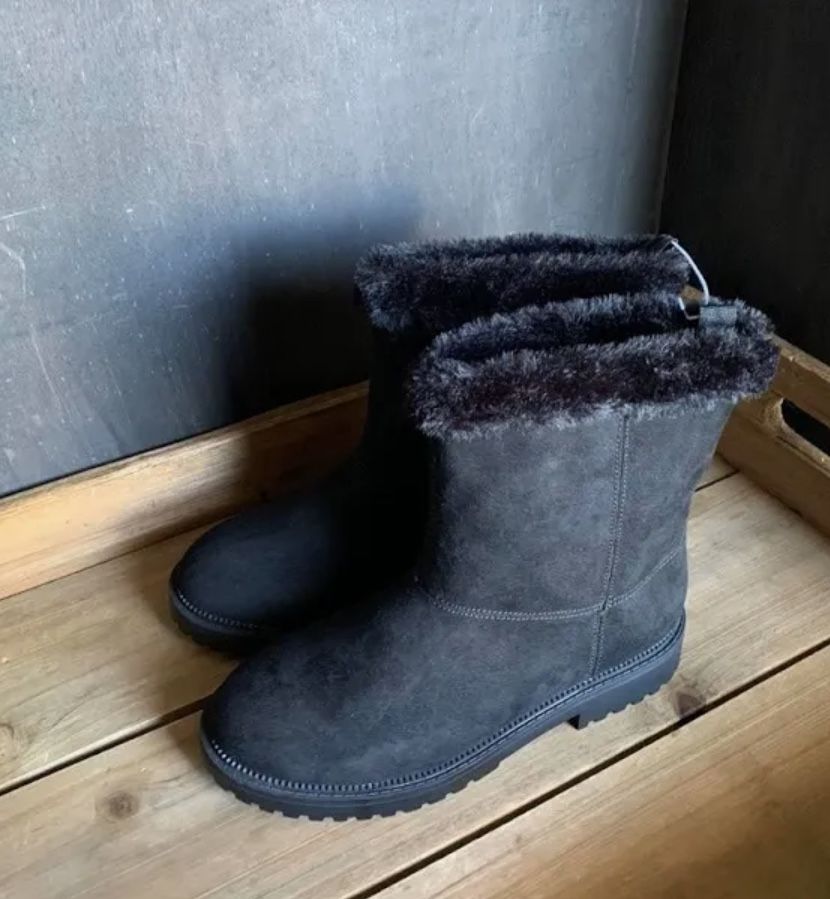 Old Navy Girls Black Faux Fur Ankle Booties